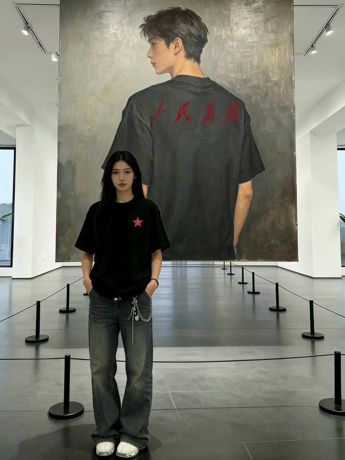 Cotton Short Sleeve T-Shirt Chinese Style'Long Live the People' Unisex Summer gallery