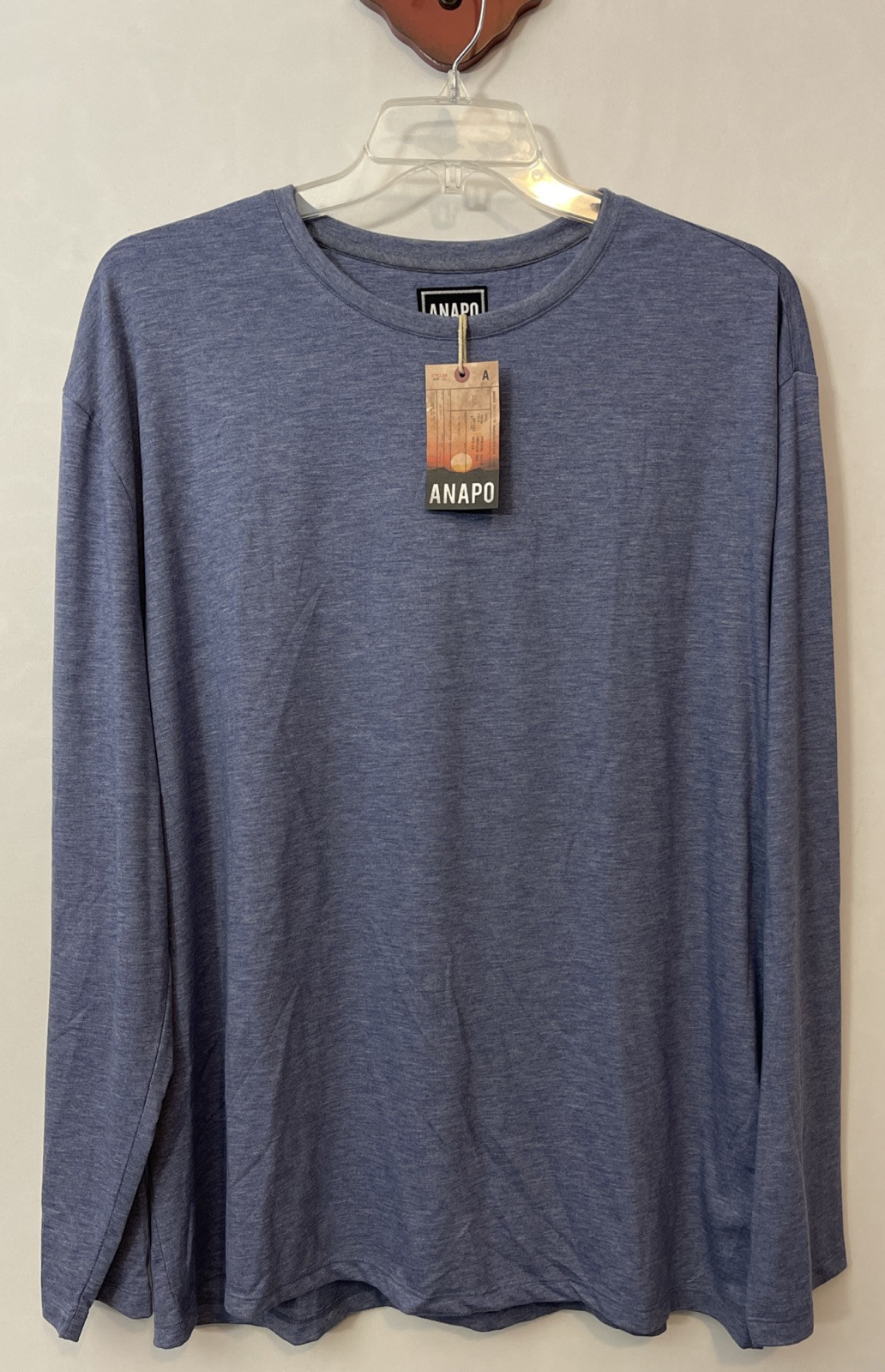 Anapo Clothing Mens 2xl Blue Super Soft Long-Sleeved Pullover Shirt NEW! A6618 gallery