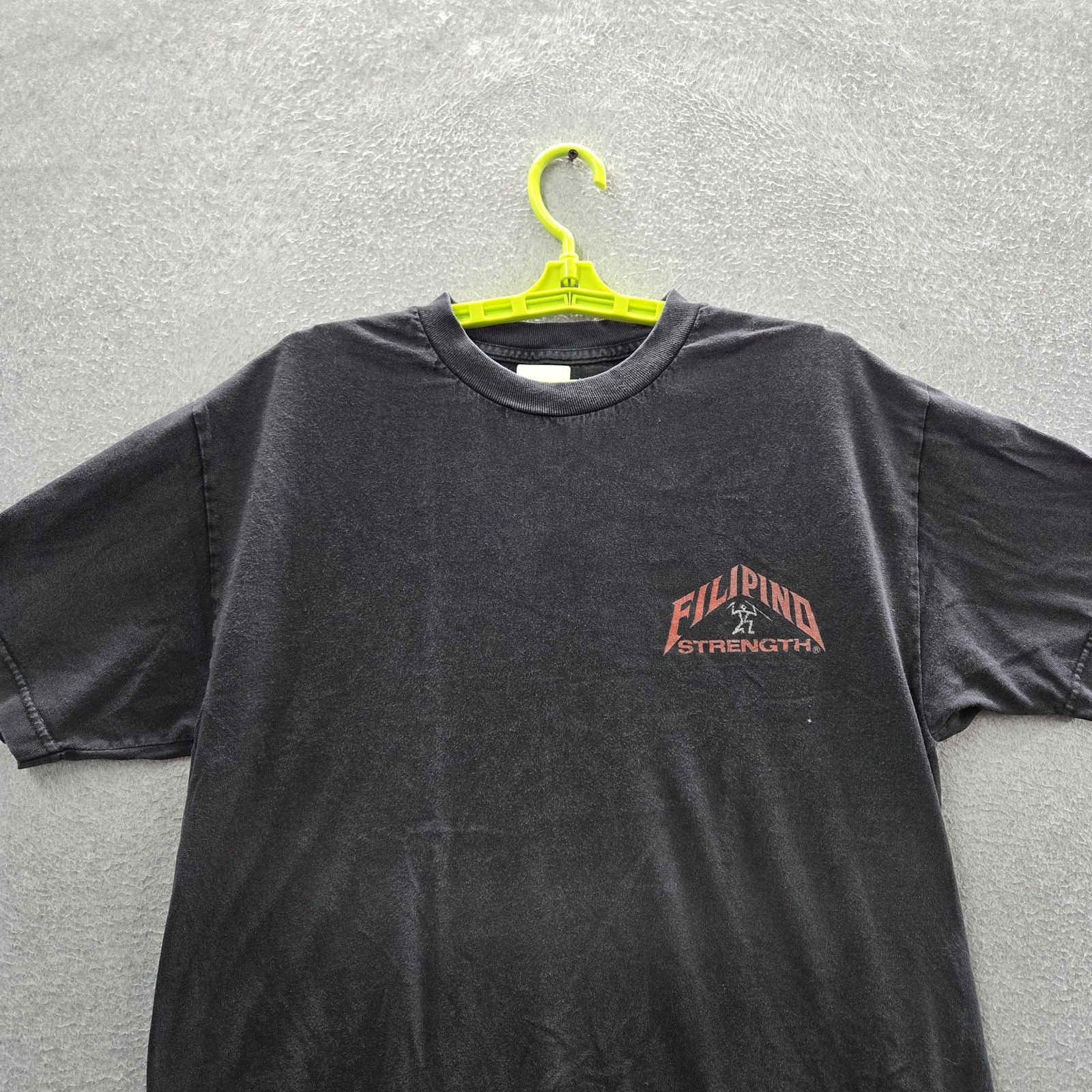 VINTAGE Filipino Strength Men Shirt L Black 90s USA Made Warrior Sabong gallery