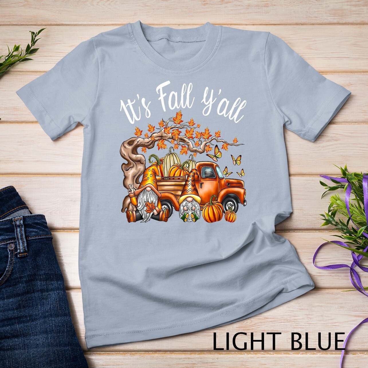 It's Fall Y'all Gnome Pumpkin Autumn Leaves Thanksgiving Unisex T-shirt gallery