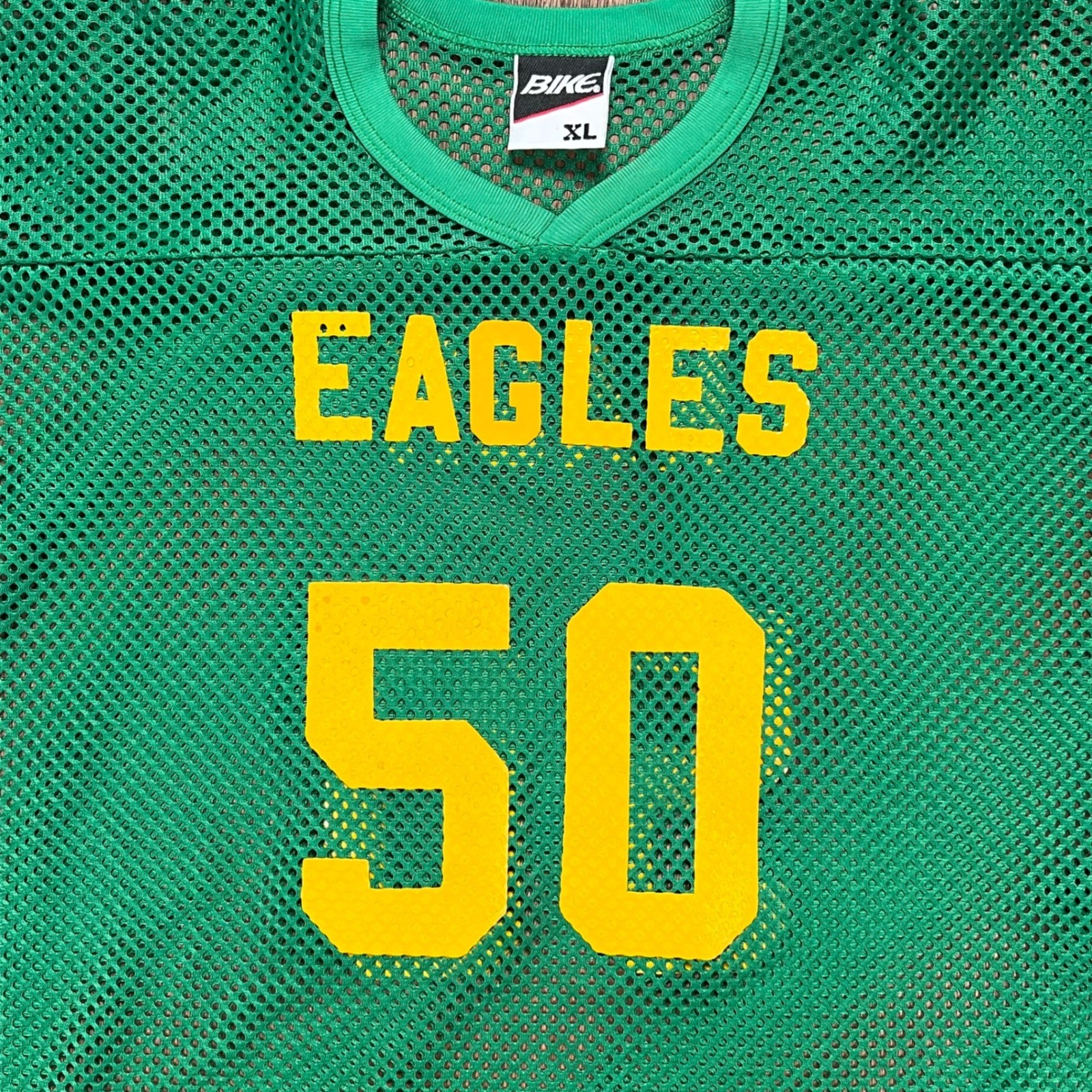 Vintage Bike Green Mesh Practice Football Jersey Yellow Eagles 50 Graphic XL gallery