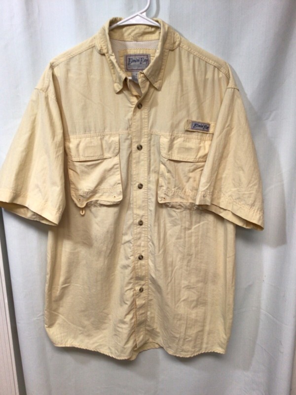 Bimini Bay Yellow Large Short Sleeve Nylon Activewear Fishing Shirt B5