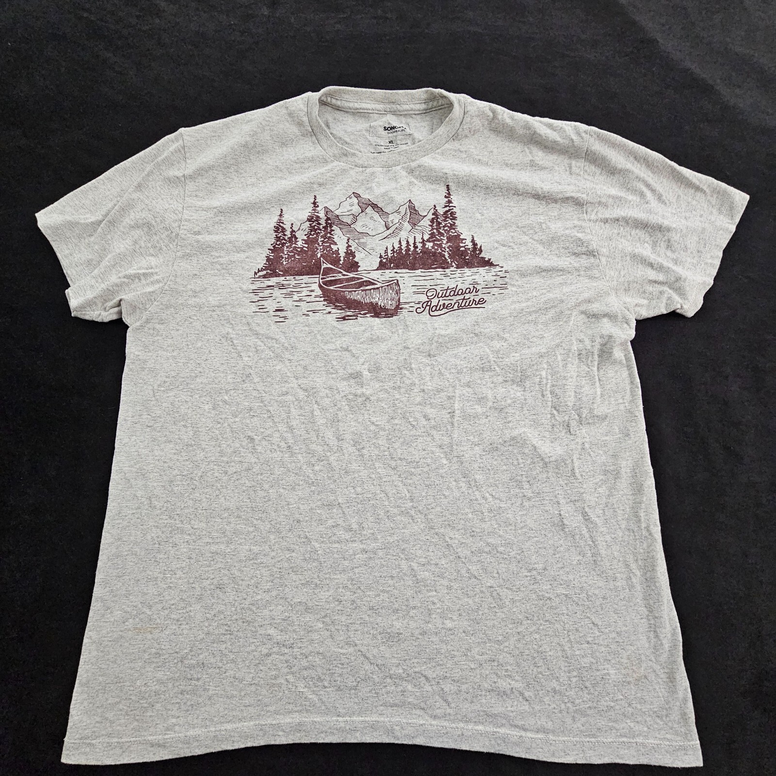 Outdoor Adventure Mountains Lakes Gray Short Sleeve Cotton Blend T-Shirt Mens XL gallery