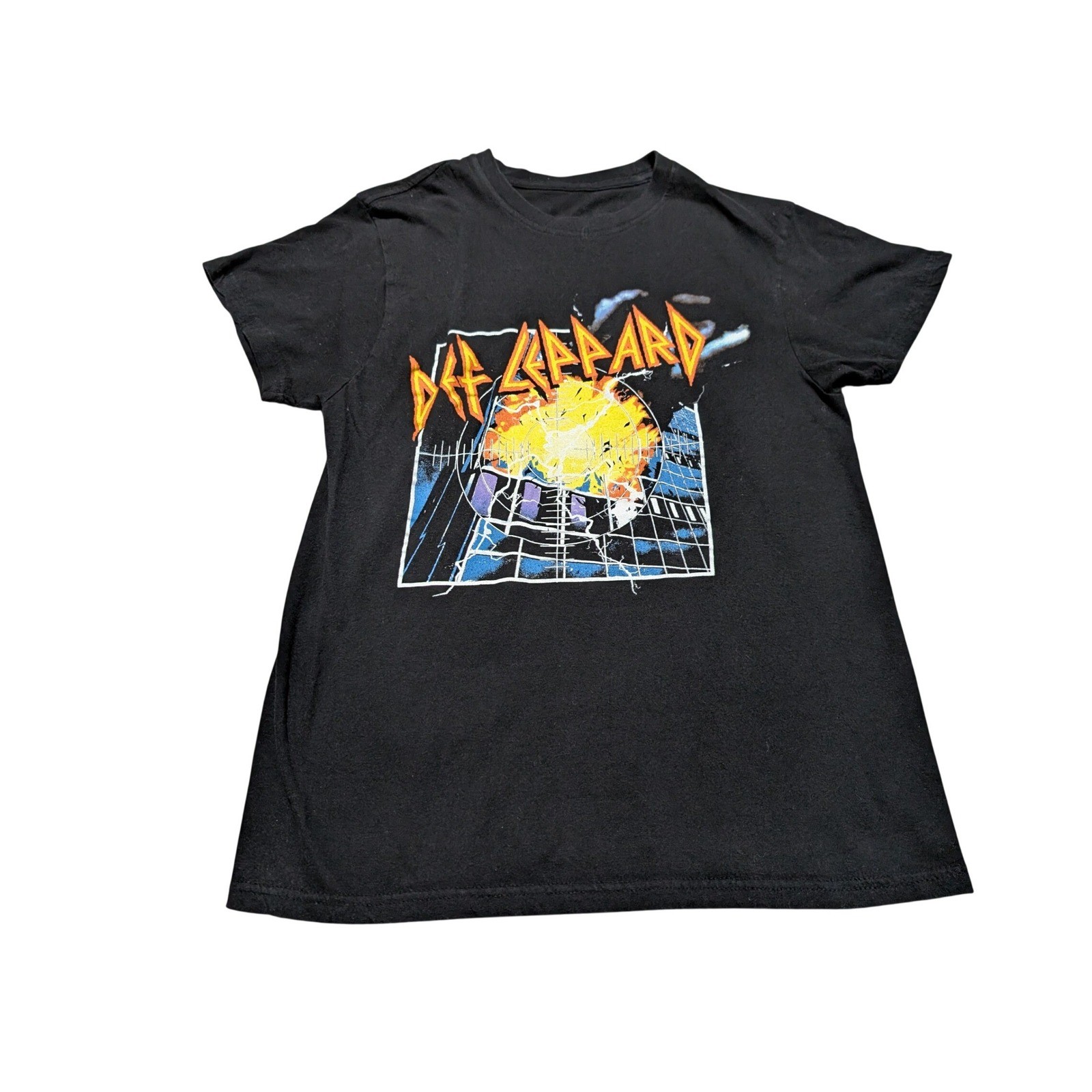 Def Leppard Pyromania Graphic T-Shirt Medium Black Rock Band Tee Short Sleeve gallery