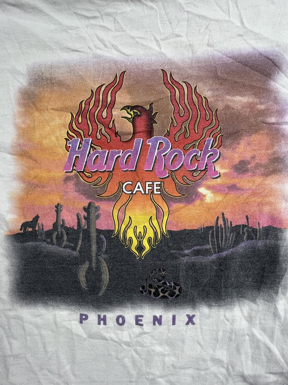 Vintage Hard Rock Cafe Shirt Mens XL White Phoenix Desert Graphic Tee Fire gallery