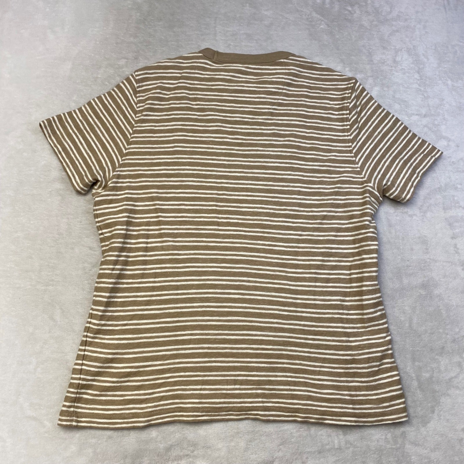 Common People Mens Striped T-Shirt Large Short Sleeve Casual Beige White gallery