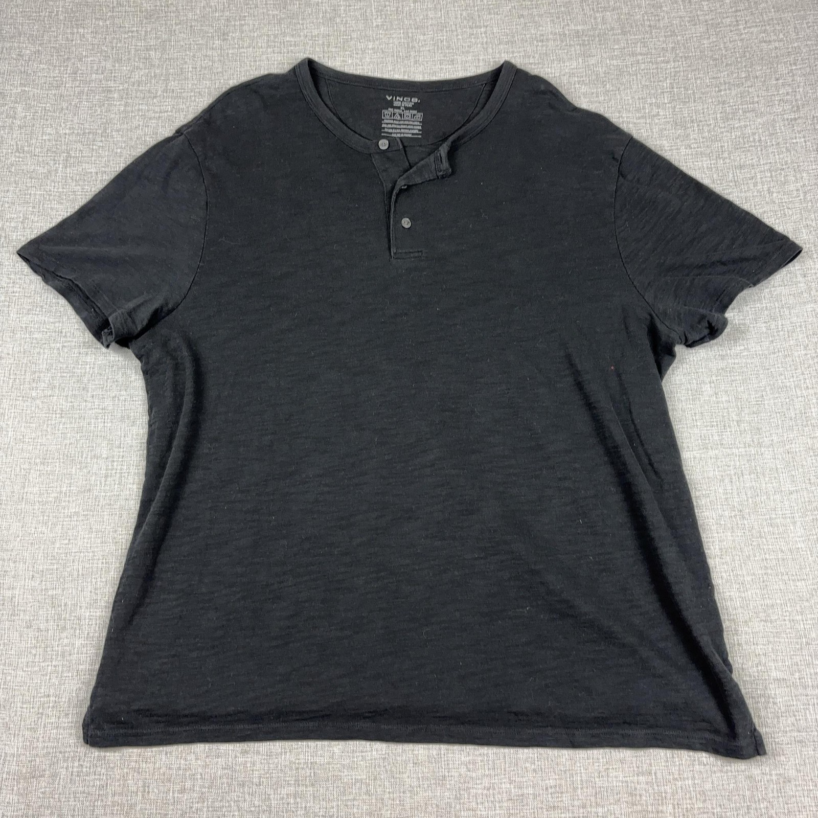 Vince Shirt Mens XL Gray Short Sleeve Henley Tagless Lightweight Cotton Jersey gallery