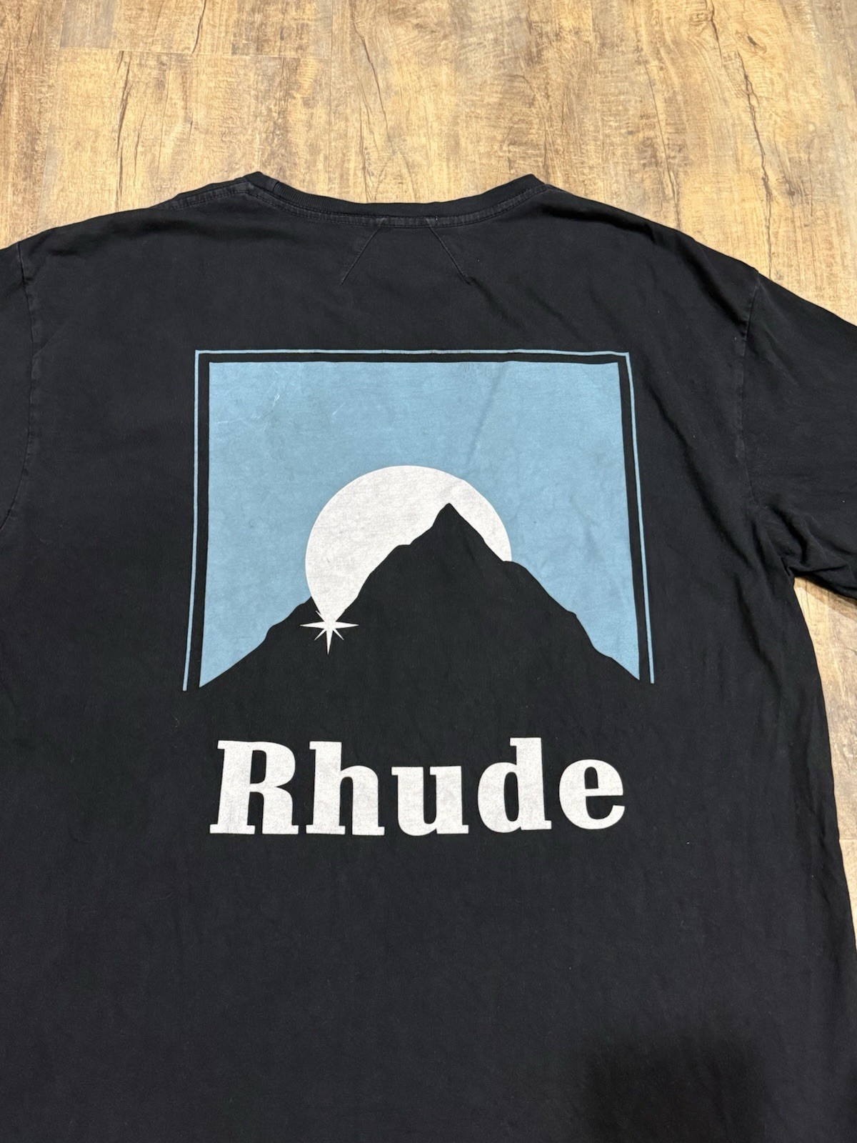 Rhude Moonlight Blue Logo Black Tee Size Large Men’s T-Shirt gallery