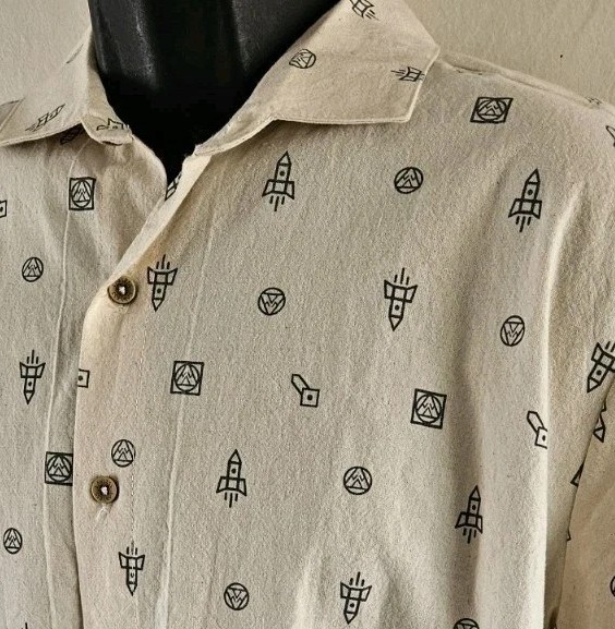 Lawless Apparel Raw Cotton Space Invaders AOP Handmade In Peru Mens S/S Sz L