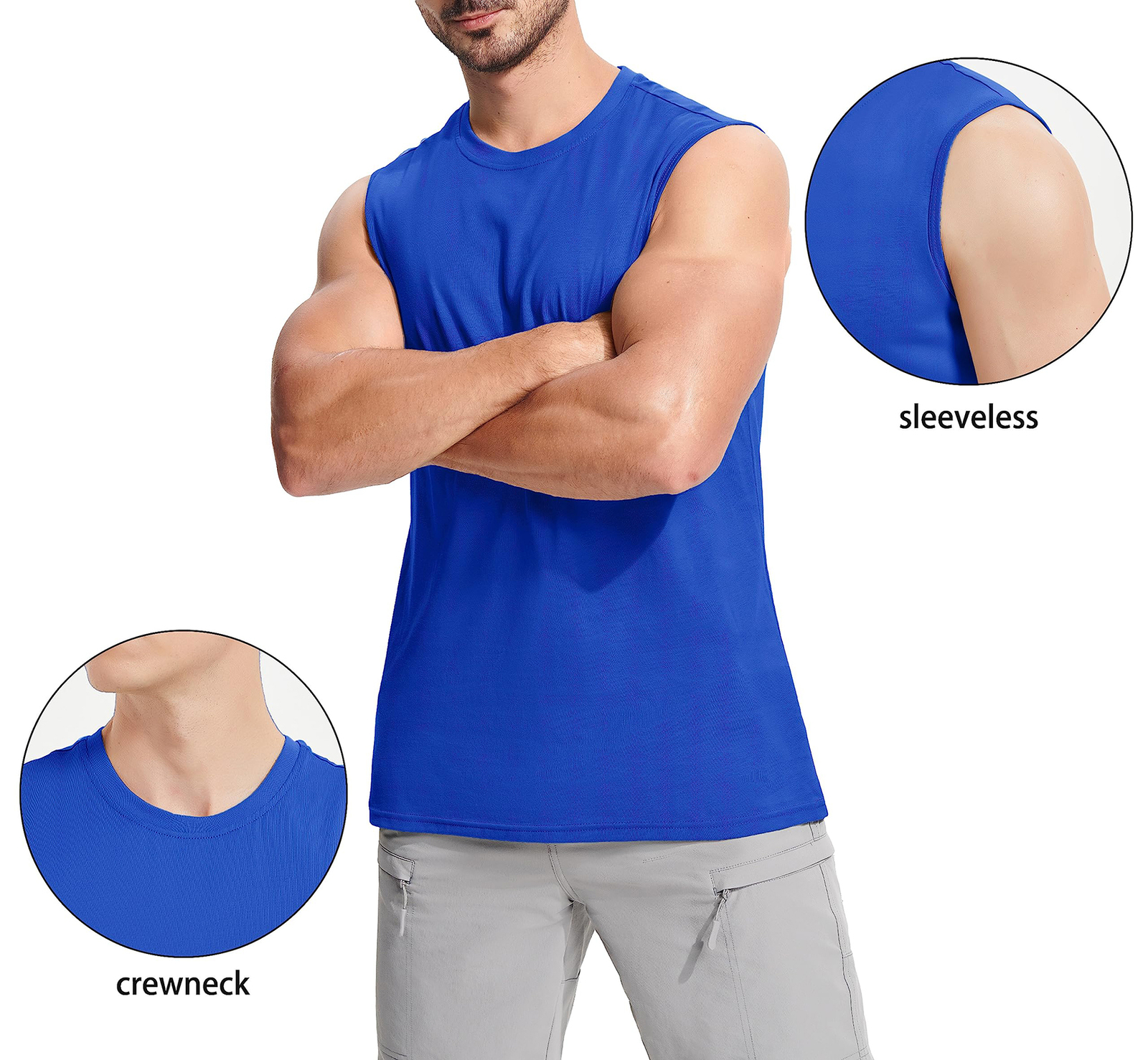 Mens Casual Workout Tank Gym Cotton Sleeveless Quick Dry Swim Sport Muscle Shirt gallery