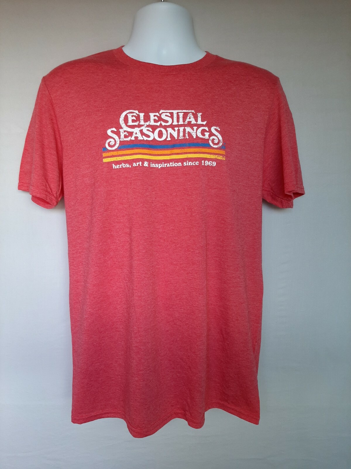 CELESTIAL SEASONINGS TEA "Retro Style" Red Stripe T-Shirt, New with Tags gallery