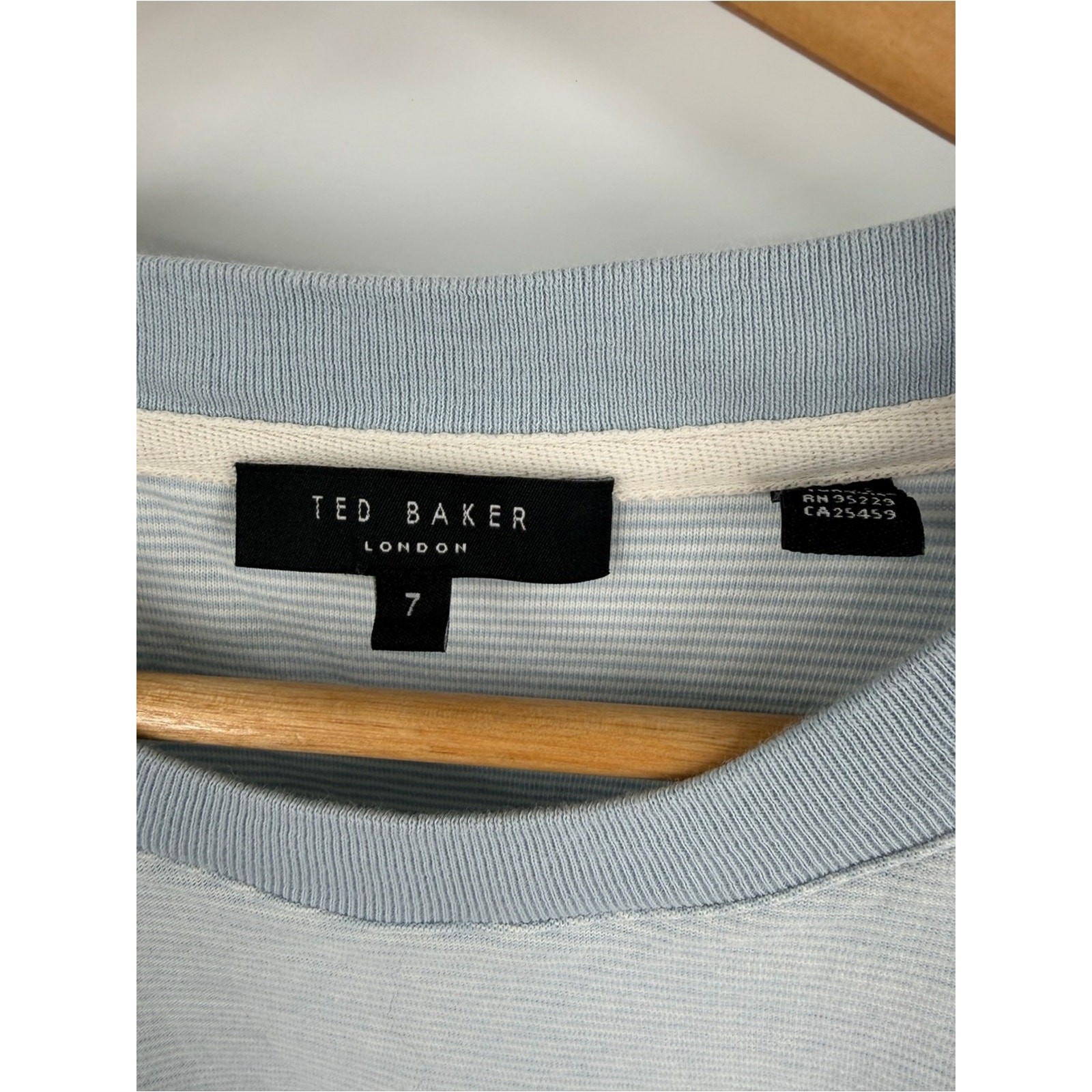 Ted Baker London Camoff cotton short sleeve pale blue striped t-shirt mens 7/XXL gallery