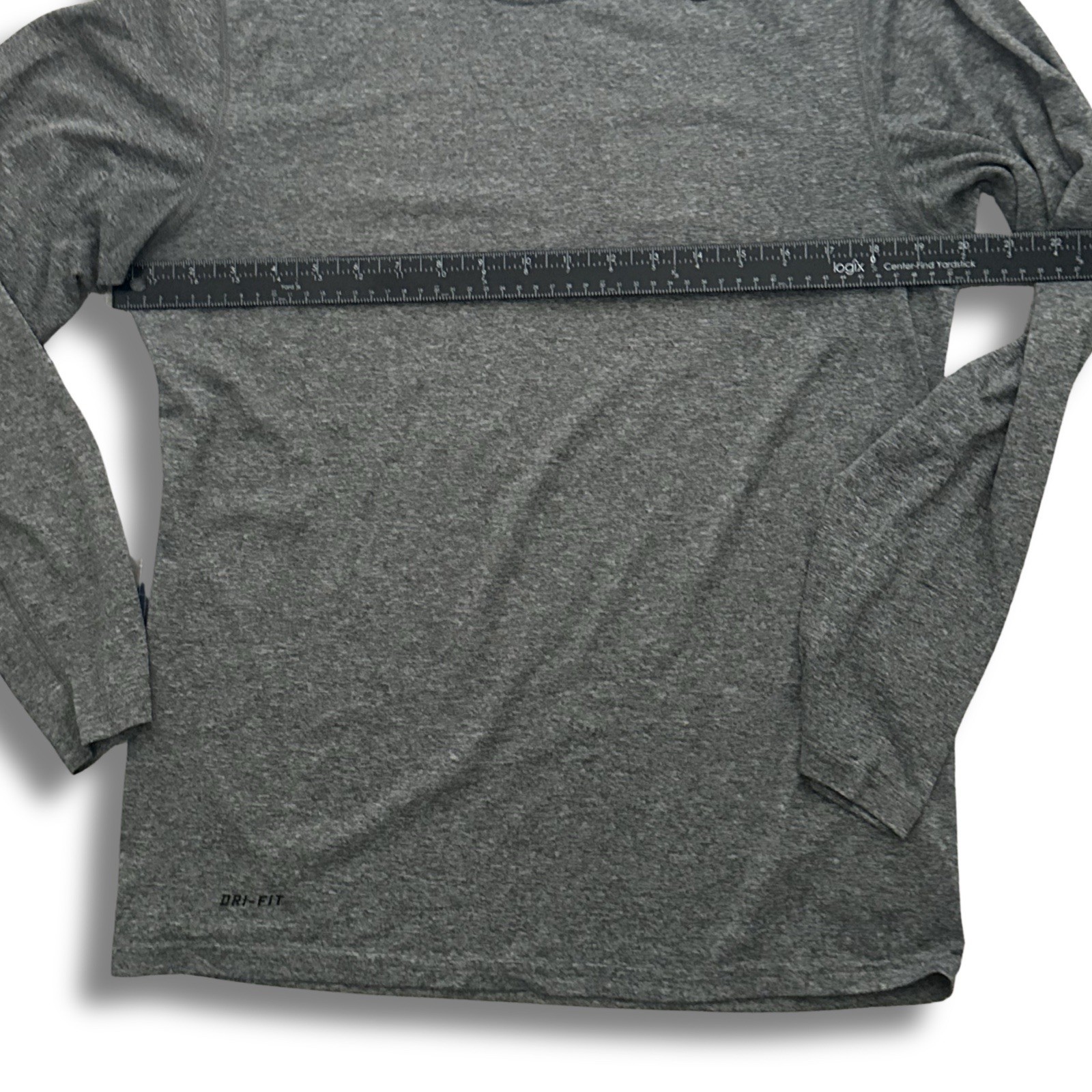Nike Dri-FIT Mens Long Sleeve Shirt Heather Gray Tech Workout Gym Tee Medium gallery