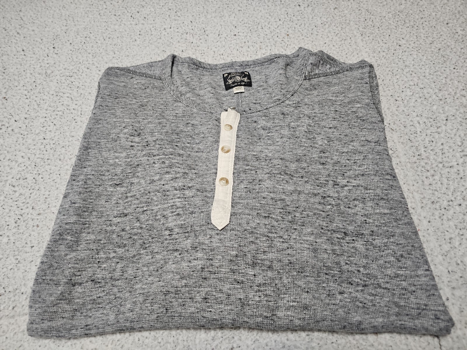 Diesel Industry Henley Stitched Nobel Gray Woven Long Sleeve Shirt SZ Large gallery
