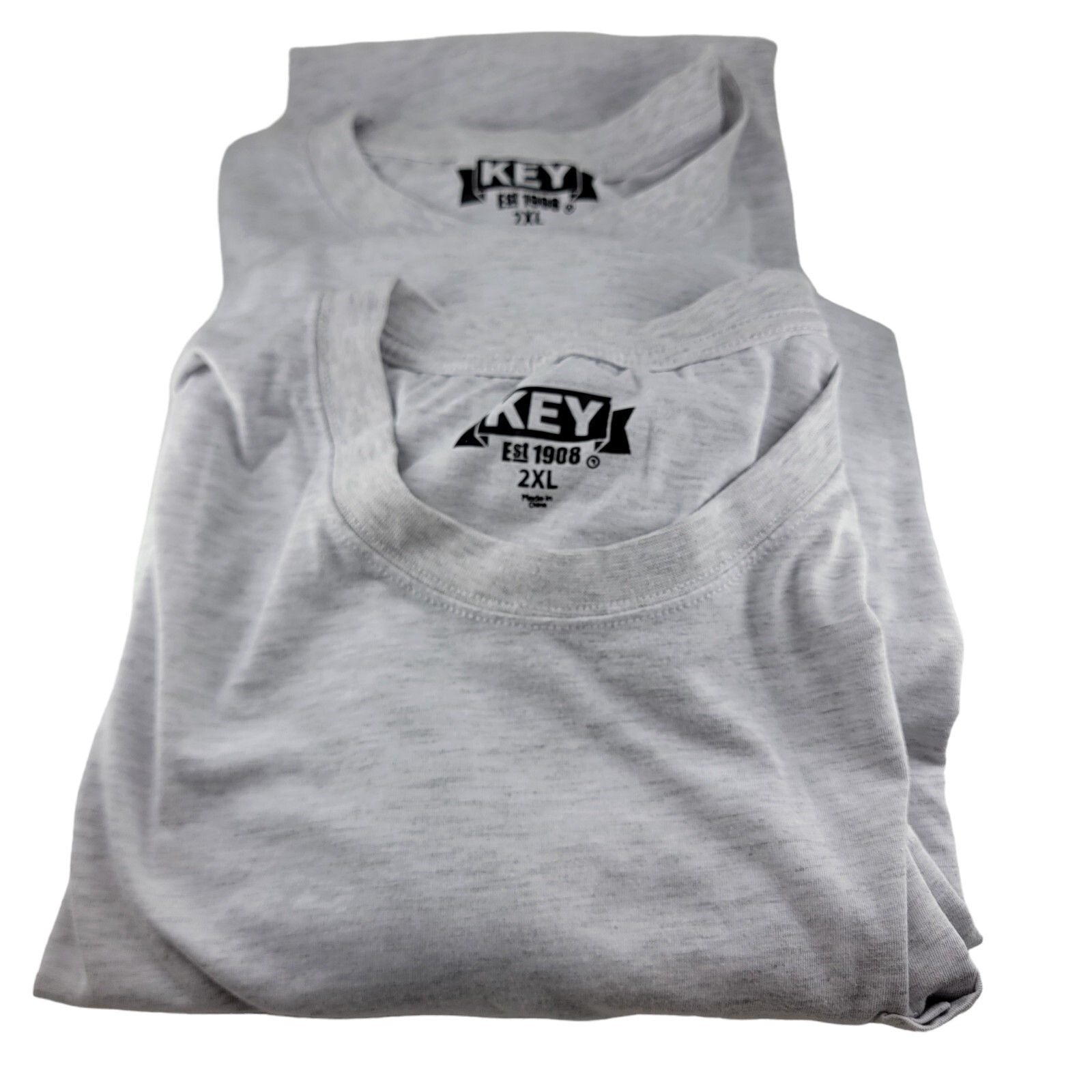Mens Work Grey Pocket T-Shirts Short Sleeve Heavy Cotton Poly Blend NEW 2XL KEY