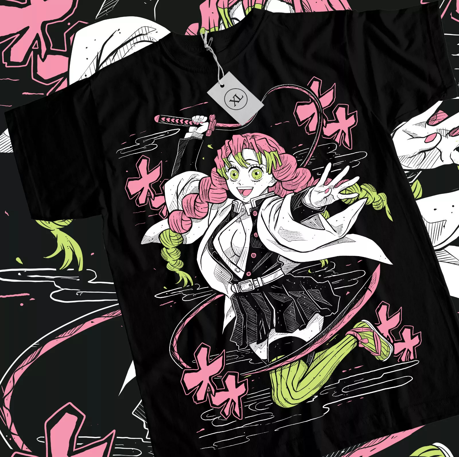 Mitsuri T-Shirt Demon Slayer Waifu Kawaii Anime Japanese Manga Shirt Black gallery