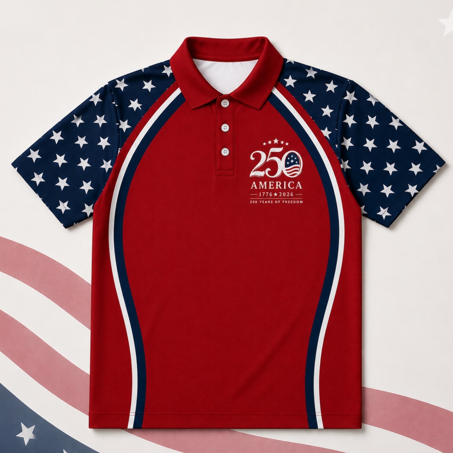 USA 250th Anniversary Golf Polo Shirt 1776-2026 American Flag Patriotic (S-5XL) gallery