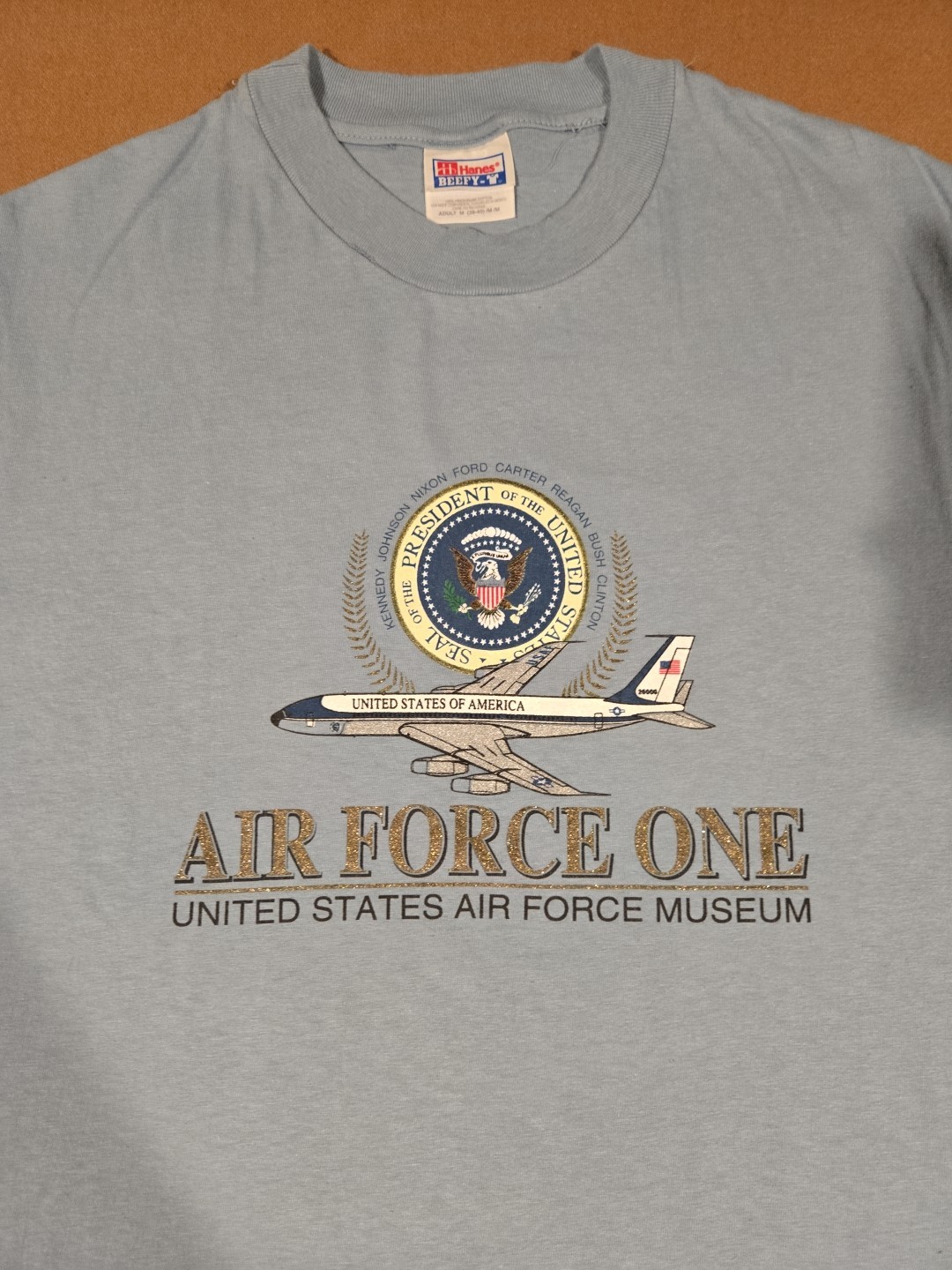 Air Force One Presidential Clinton Bush 90s Museum Vintage Blue Men's T Shirt M gallery