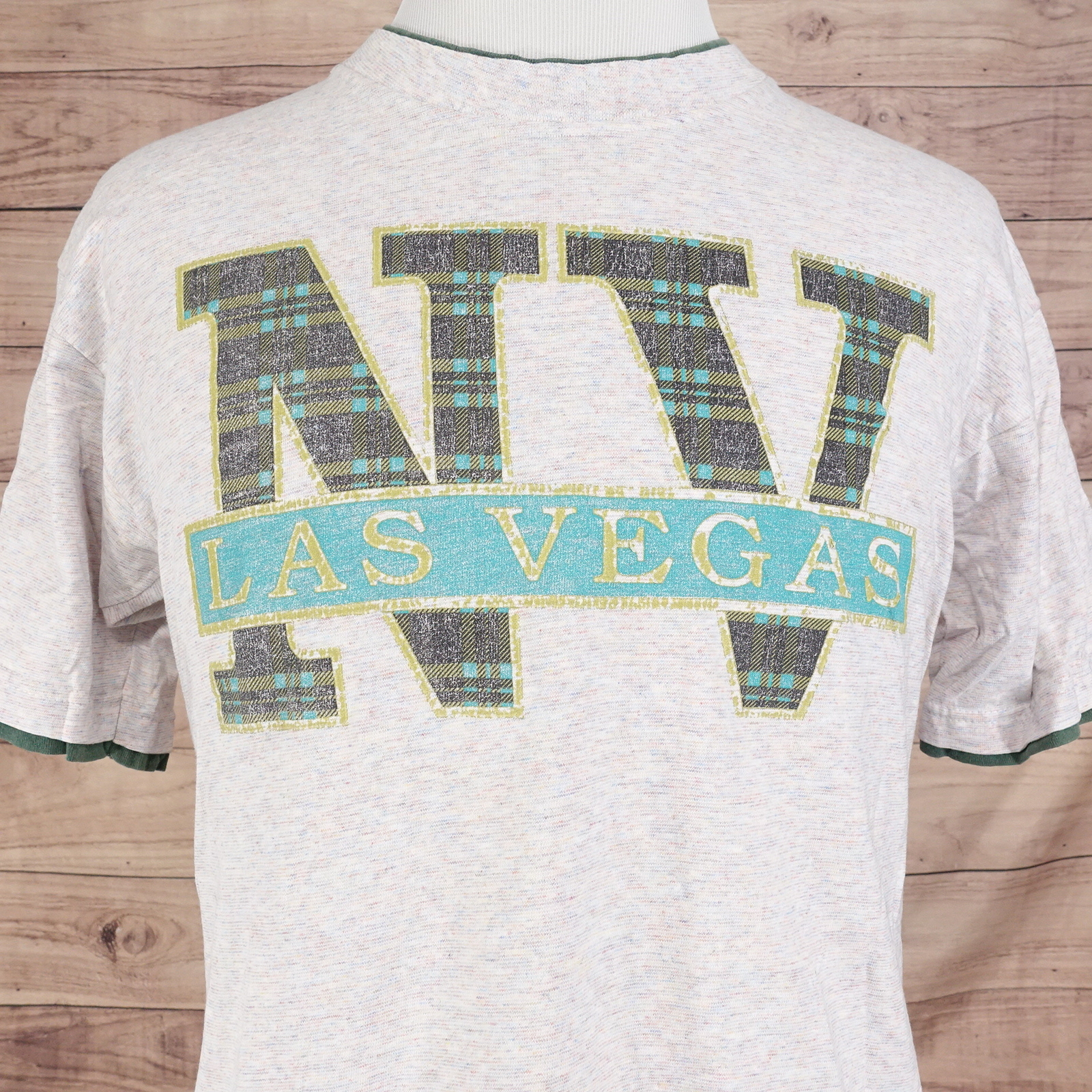 VINTAGE LAS VEGAS NEVADA 2-TONE USA MADE 90s TRAVEL TOURIST TSHIRT SZ L gallery