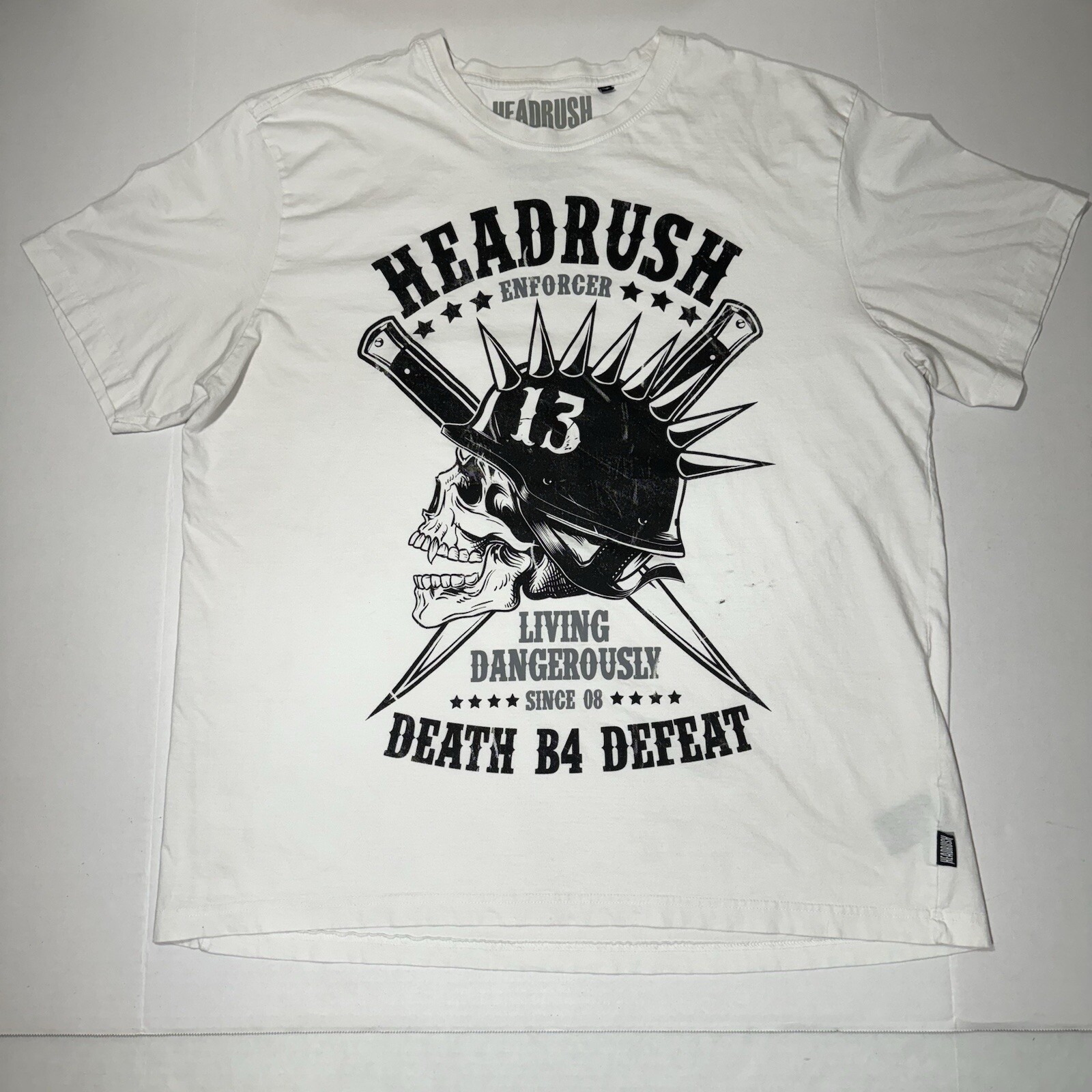 Headrush T-Shirt Mens 2XL Death B4 Defeat White Cotton Enforcer gallery
