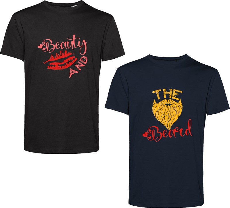 Valentines Day Couple Matching Pack T Shirt Beauty And The Beard Gift Tee Top