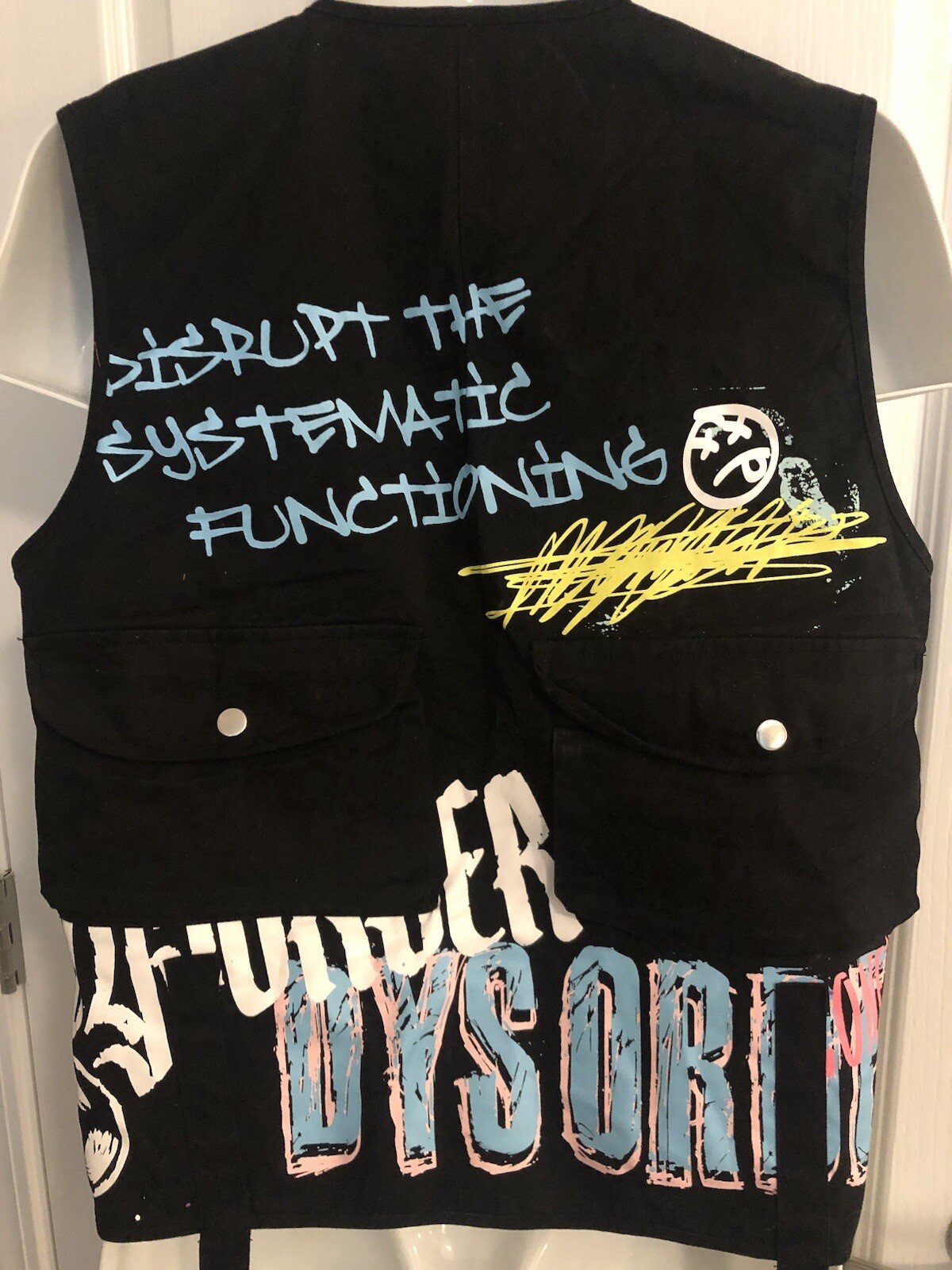 Dysorder LTD Limited Black Utility Vest Disrupt Systematic Functioning Med NWOT gallery
