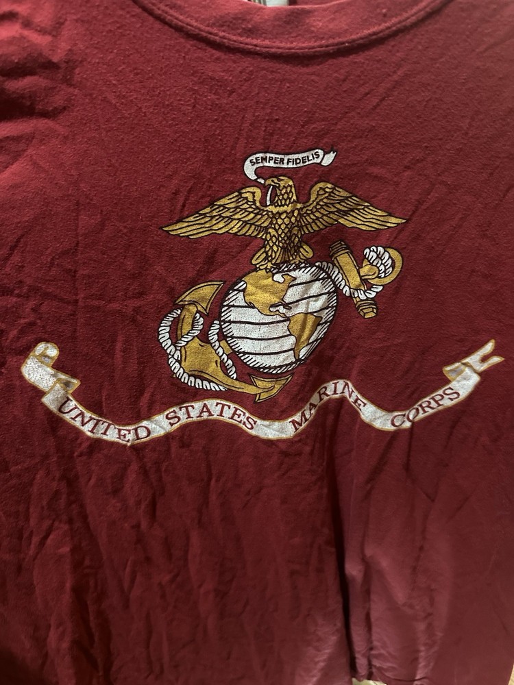 US Marine Corps T Shirt 3XL Eagle Globe Anchor Military Red Tee USA