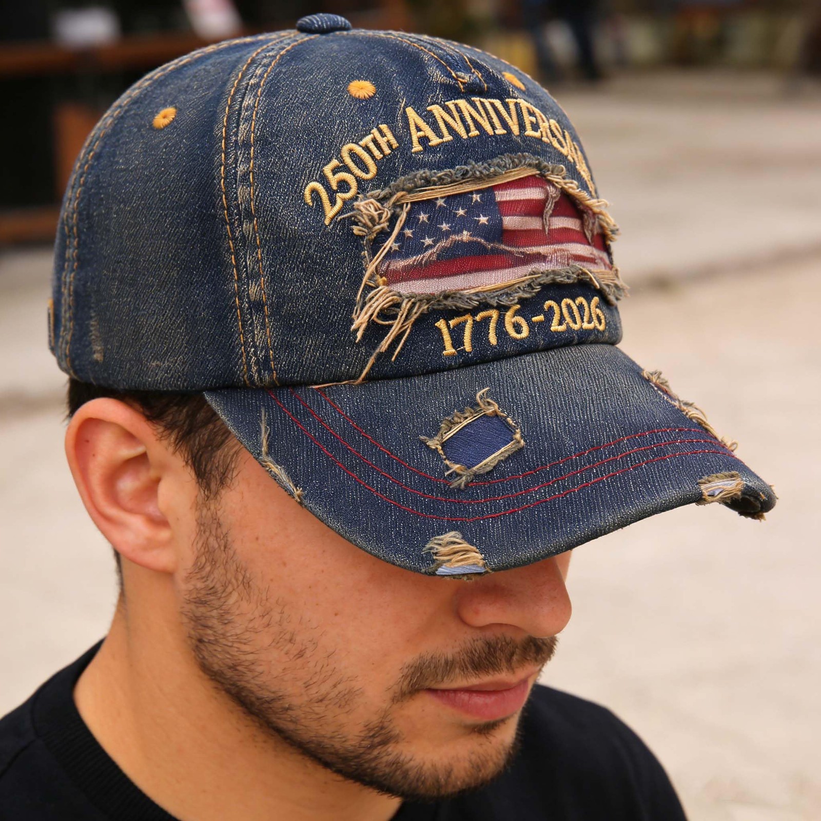 250th Anniversary USA Hat Denim Patriotic Adjustable Embroidered Baseball Cap... gallery