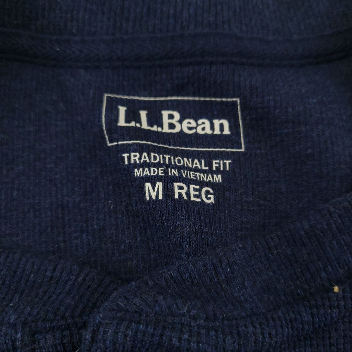 LL Bean Shirt Mens Medium Blue Unshrinkable Mini Waffle Henley Cotton Thermal gallery
