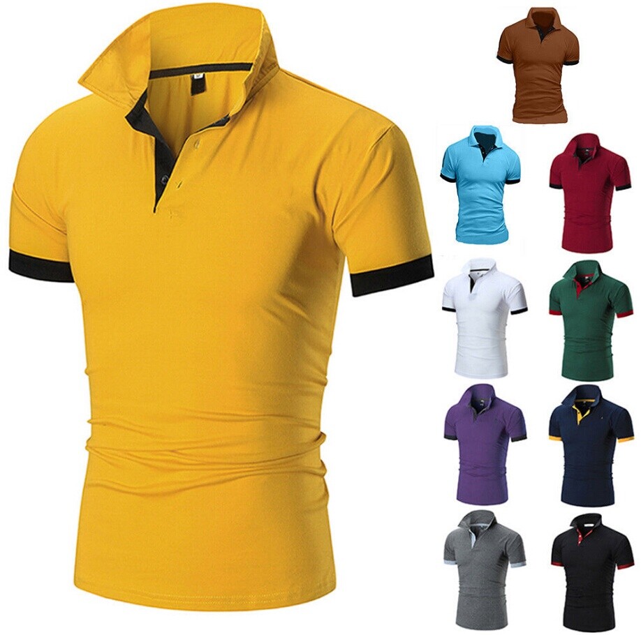 Fashion Men's Slim Fit Shirts Short Sleeve Casual Gol T-Shirt Mulscle Tops Tee gallery