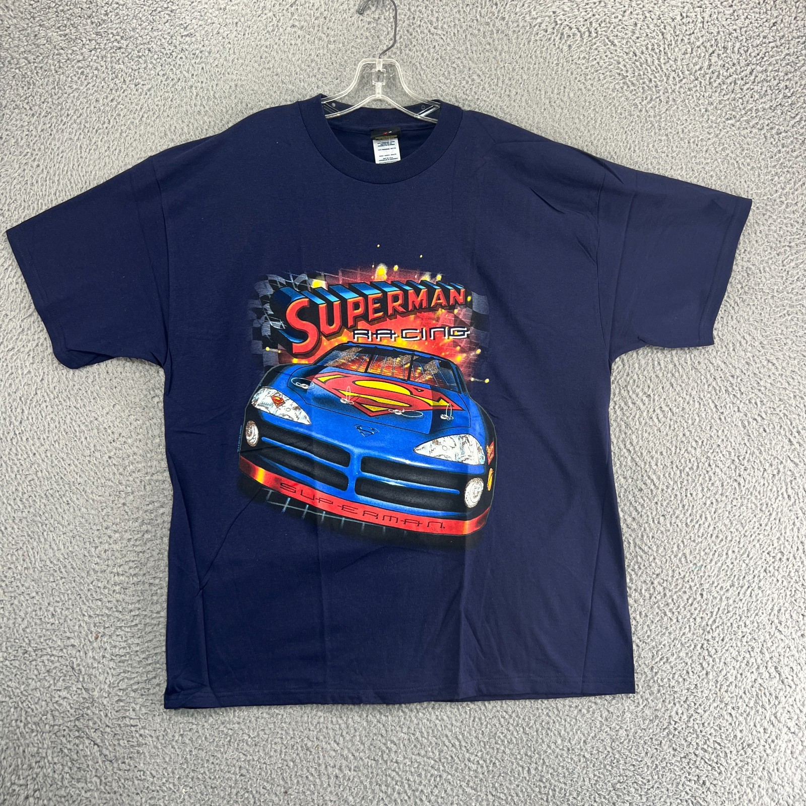 Vintage Superman Racing Shirt Mens Extra Large Dc Comics Streetwear 90s Y2K NWT gallery