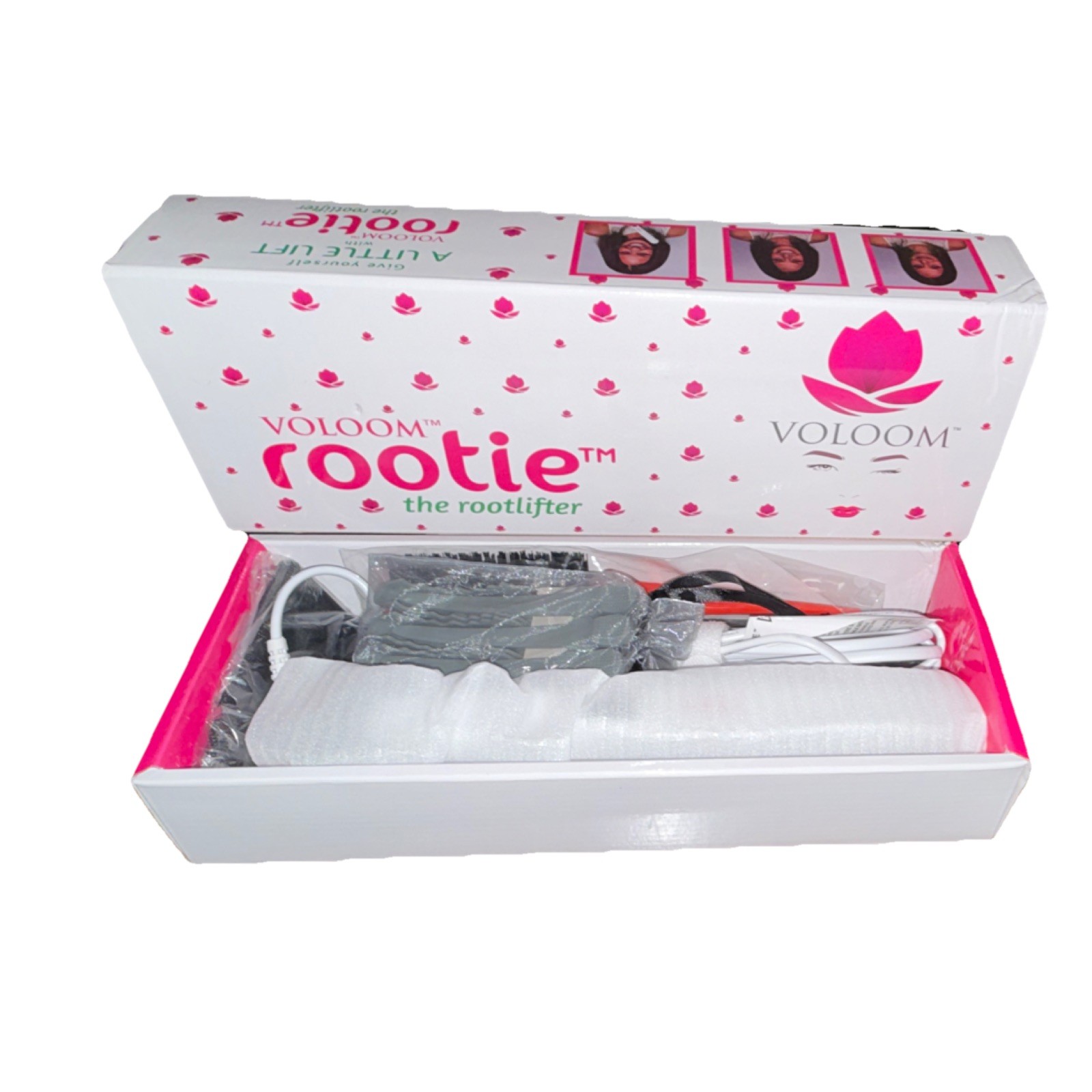 VOLOOM Rootie Volumizing Hair Iron Ceramic Plates White Pink Women