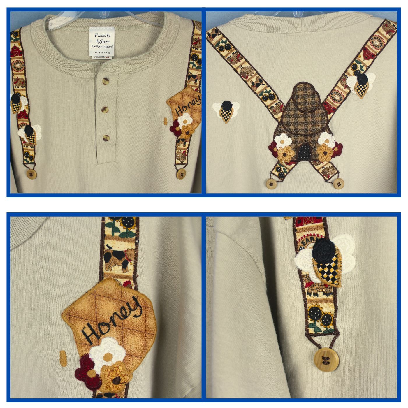Family Affair Shirt Men's Cotton Deluxe 2X Applique Farm Honey Birds Retro USA gallery