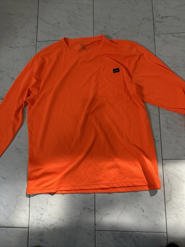Dickies Performance Long Sleeve Pullover Shirt w/ Pocket Orange Mens XL BNWOT