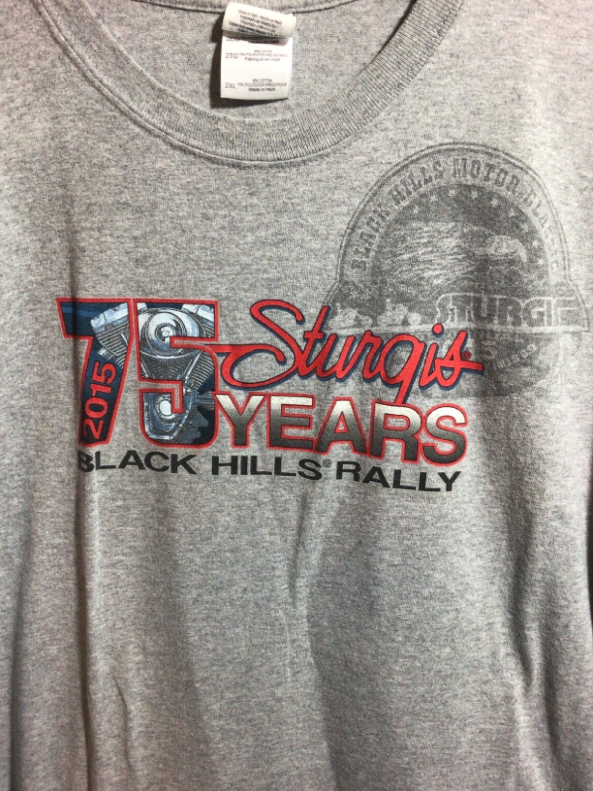 Sturgis 2015 Black Hills Motorcycle Rally 75th Anniversary Gray 2XL T Shirt gallery