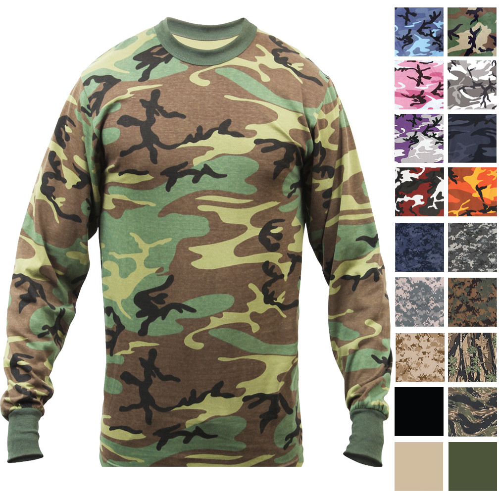 Camo Long Sleeve T-Shirt Tactical Military Crew Tee Undershirt Army Camouflage gallery