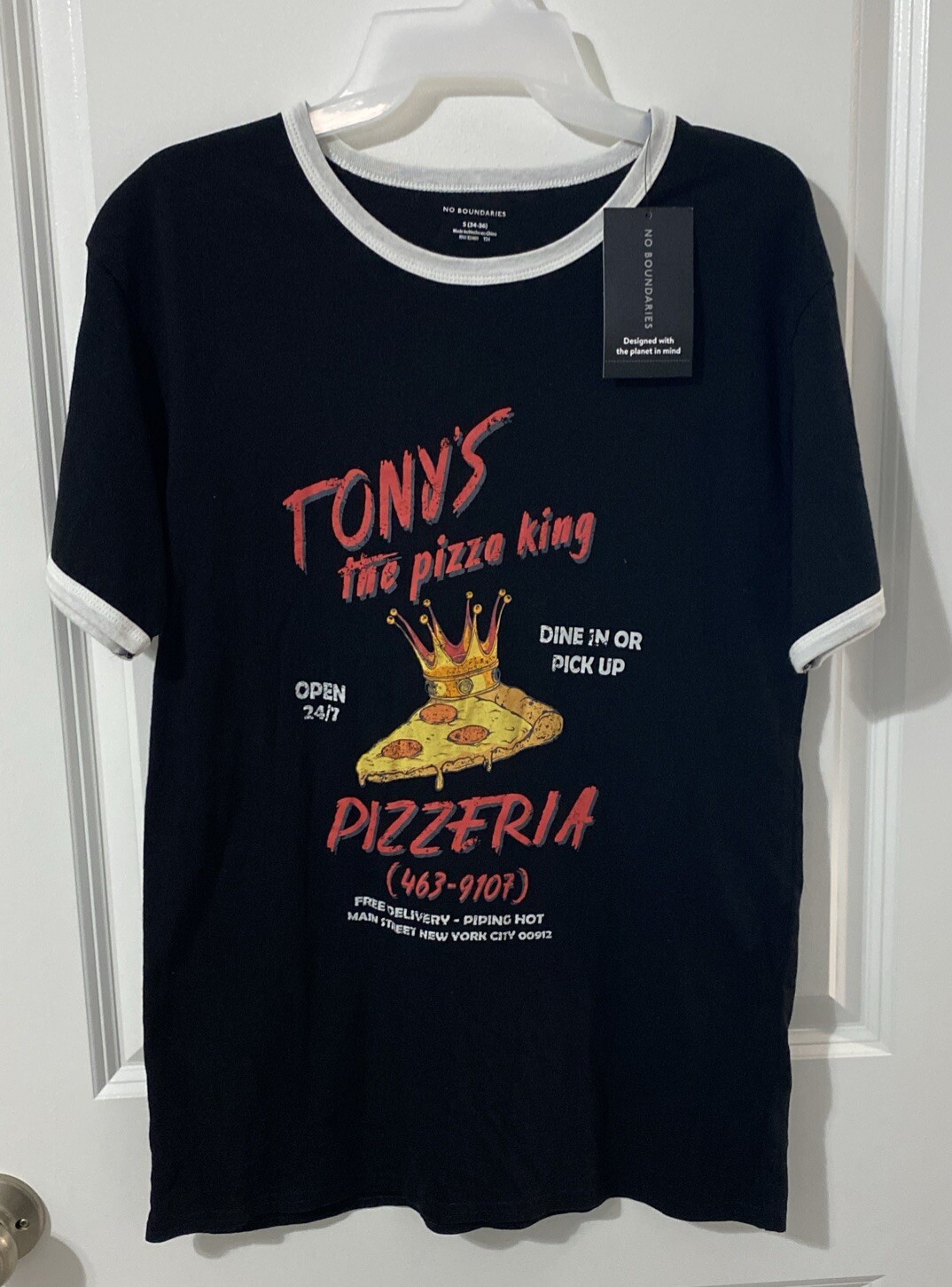 Tonys the Pizza King Pizzeria Dine in Pick up Men’s Black Shirt Small 34-36 gallery