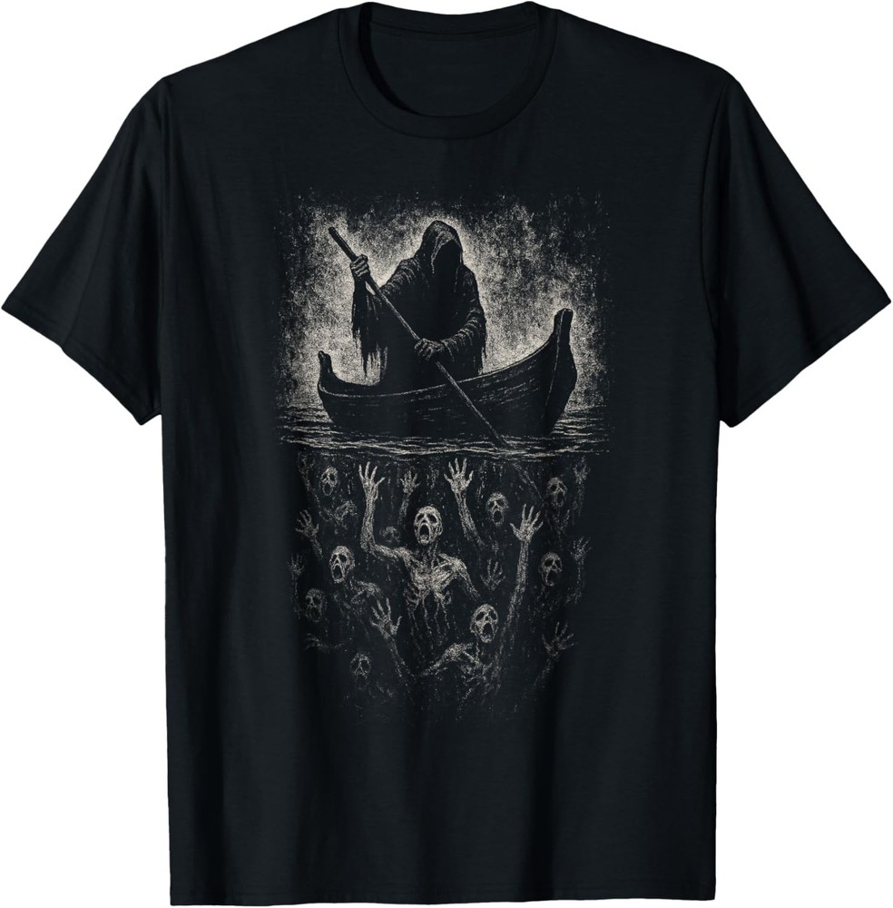 Reaper Horror Goth Charon Hades Underworld Mythology Alt Art Gift Unisex T-Shirt