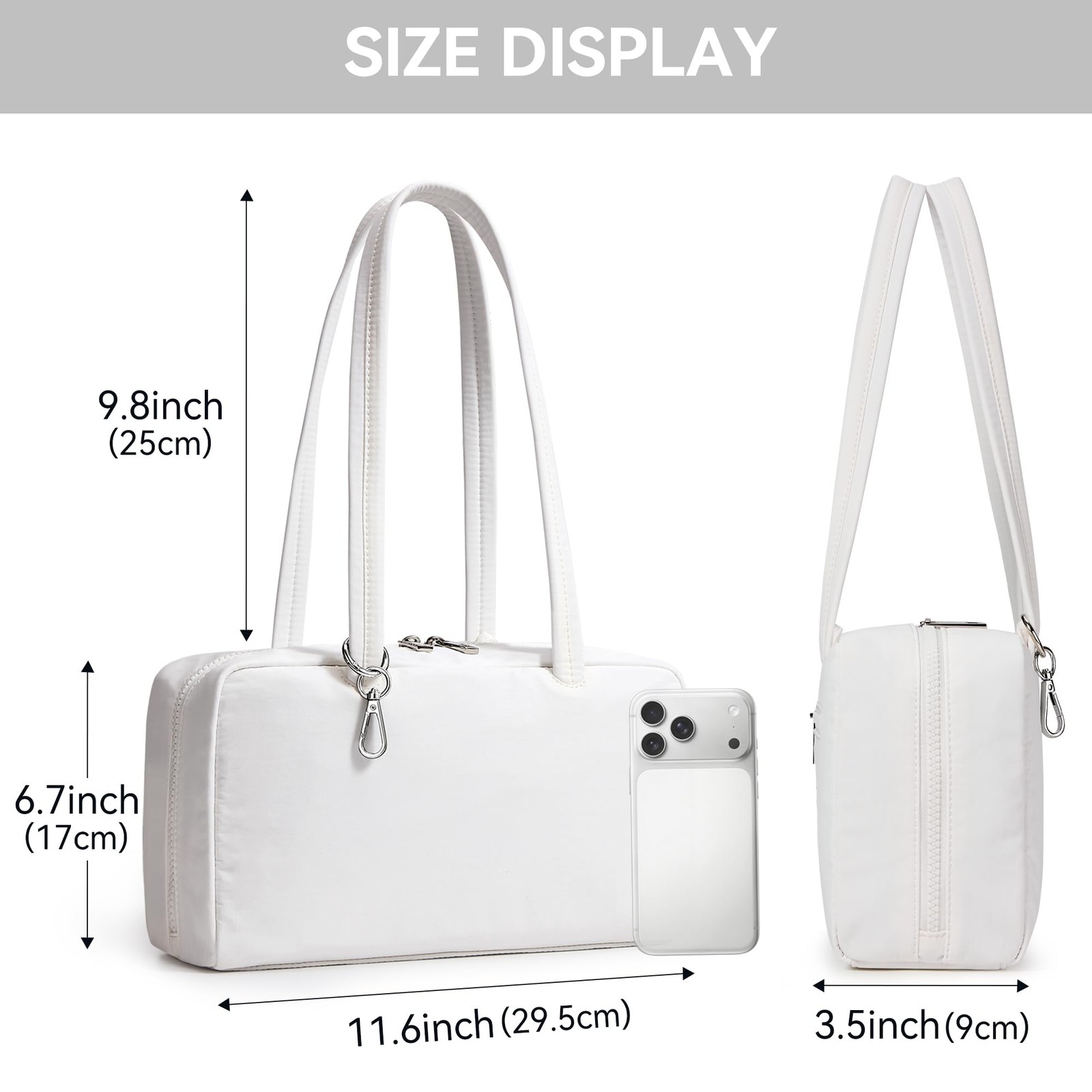 WLLWOO Nylon Tote Bag, Bowler Bag Women Shoulder Purse with Keychain Clip, Li... gallery