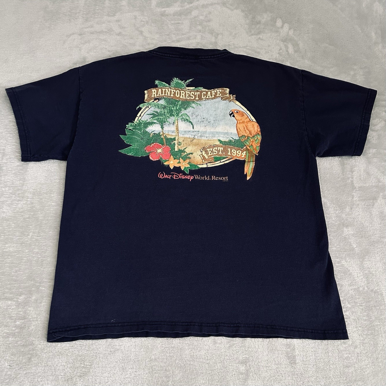 Vtg 90s Rainforest Cafe Tshirt Disney World Mens M Tropical Parrot Y2K Souvenir gallery