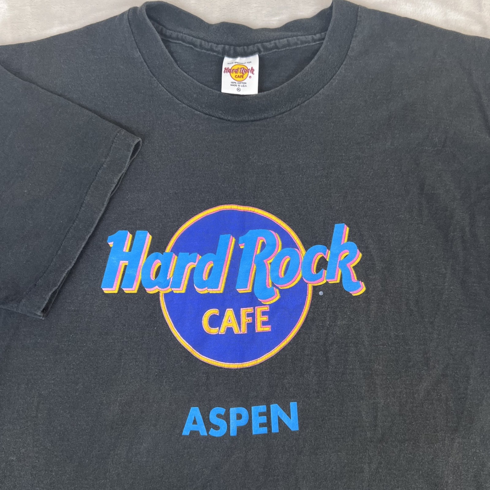 Vintage Hard Rock Cafe Shirt Adult XL Black Aspen Tee USA Made 90s Y2K Retro