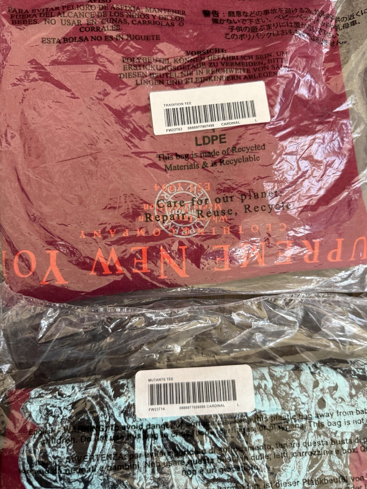 BRAND NEW (SIZE L) Supreme ‘Tradition’ FW22 & ‘Mutant’ FW23 T-Shirts - Set of 2 gallery