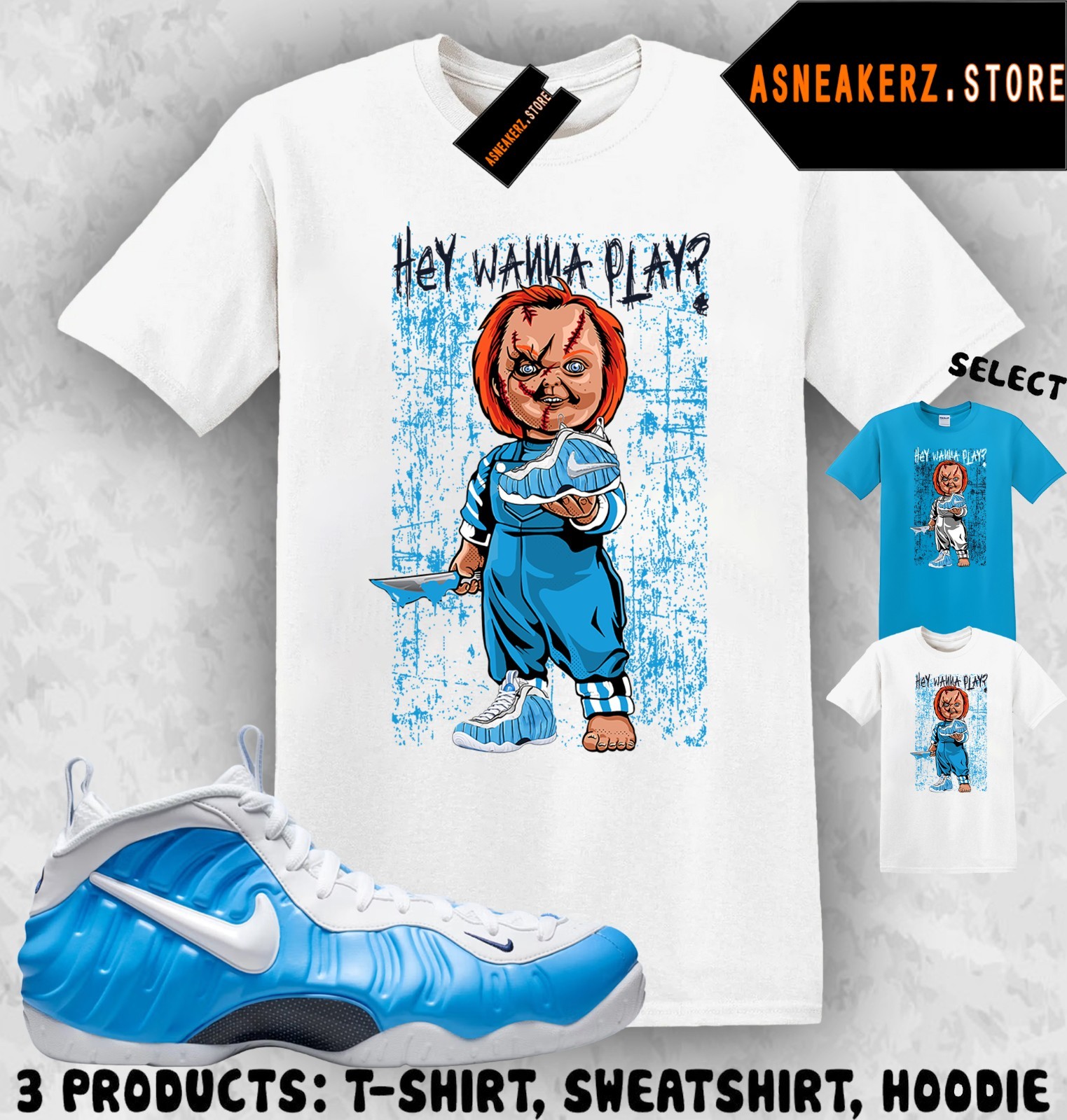 Shirt Matching Foamposite Pro University Blue Match Sneaker Sneakerhead Chucky gallery