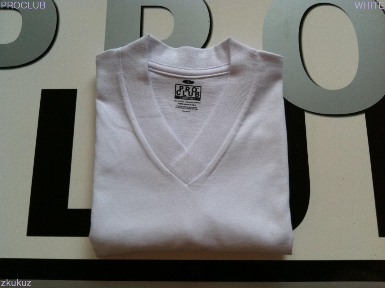 3 NEW PROCLUB V-NECK T-SHIRT COMFORT WHITE BLANK PLAIN PRO CLUB S-3XL 3PC gallery