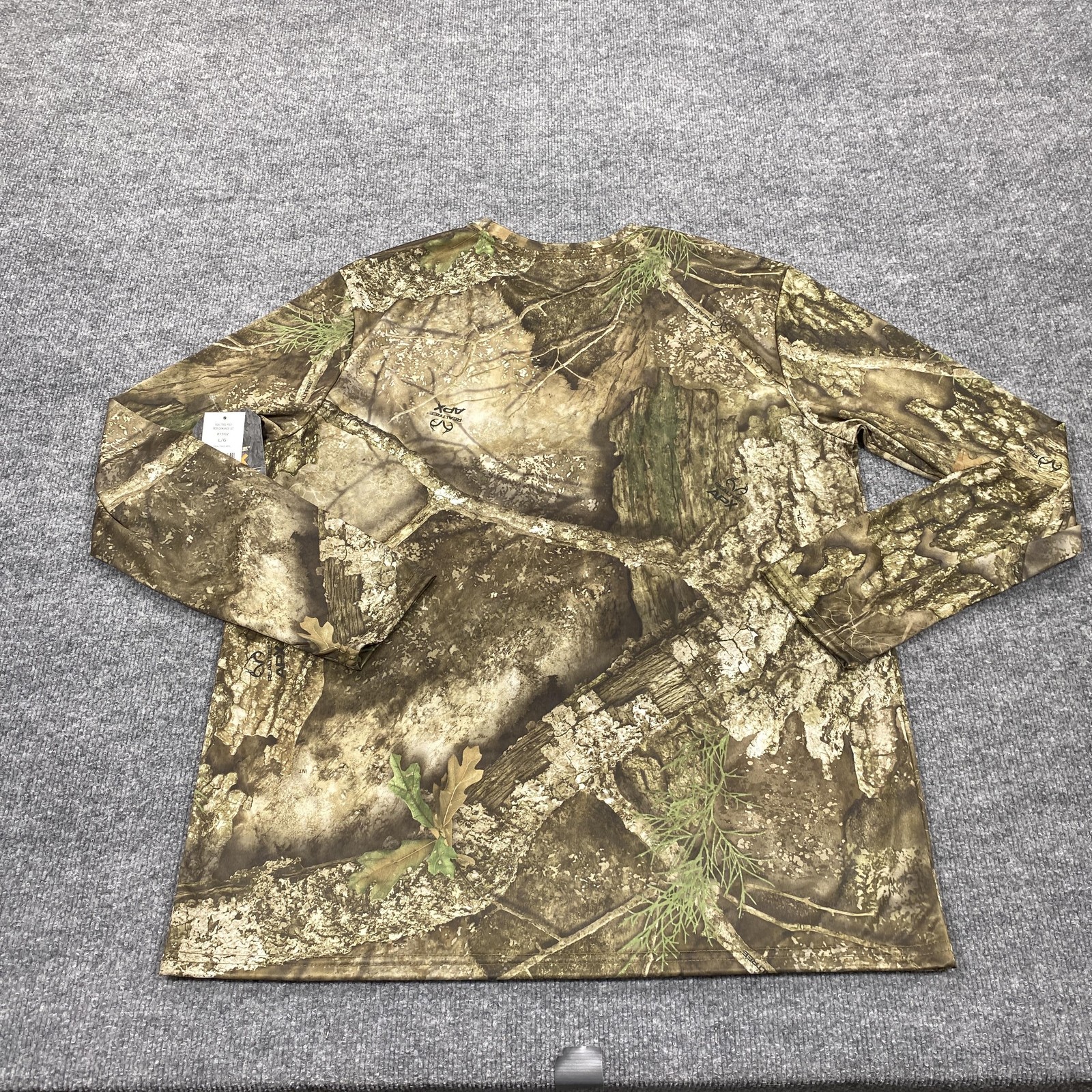 Realtree Shirt Mens Large Brown Camouflage Long Sleeve Crew Neck Tagless APX gallery