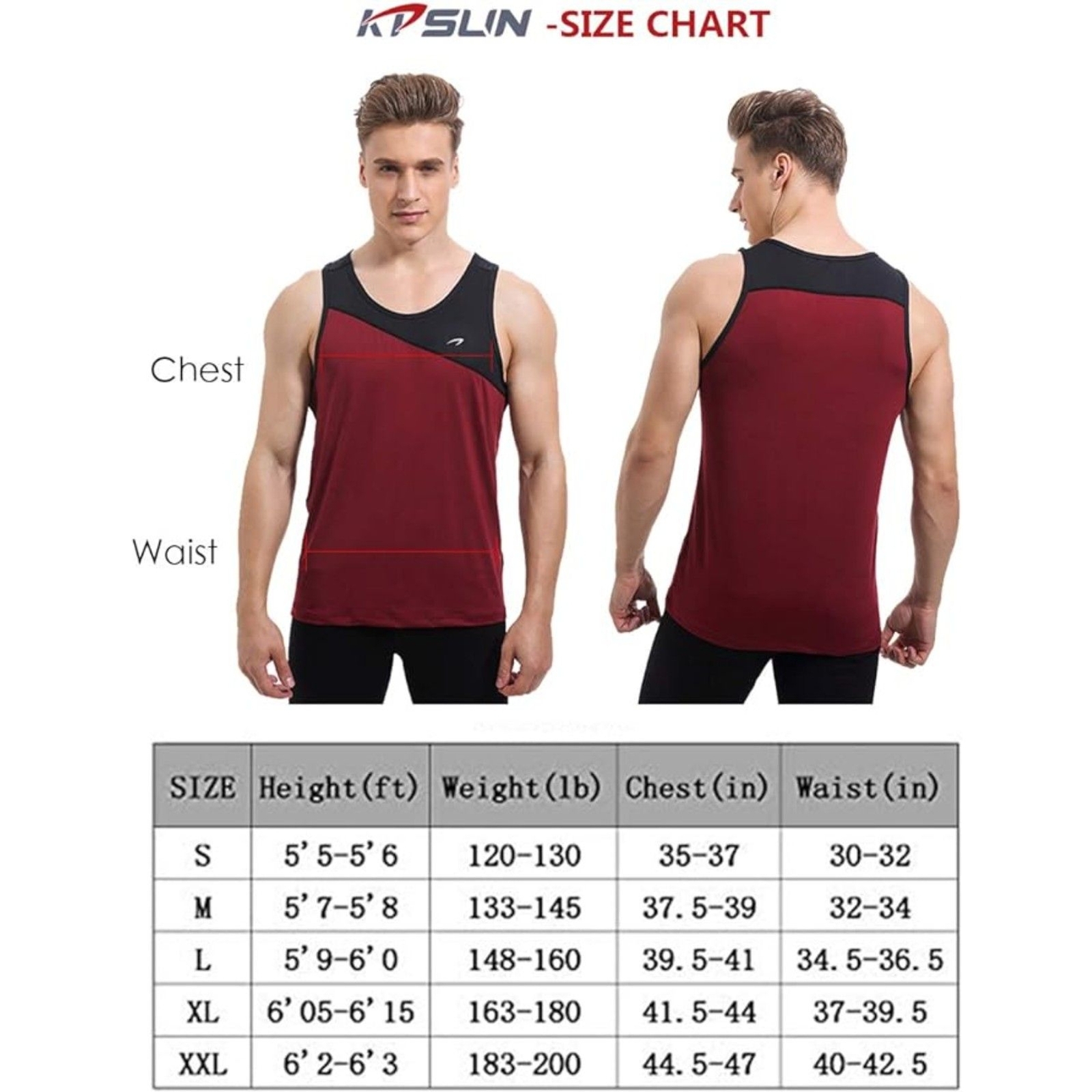 Tank Tops Quick Dry Athletic Gym Sleeveless Shirts Running Workout Jogging Red,L gallery
