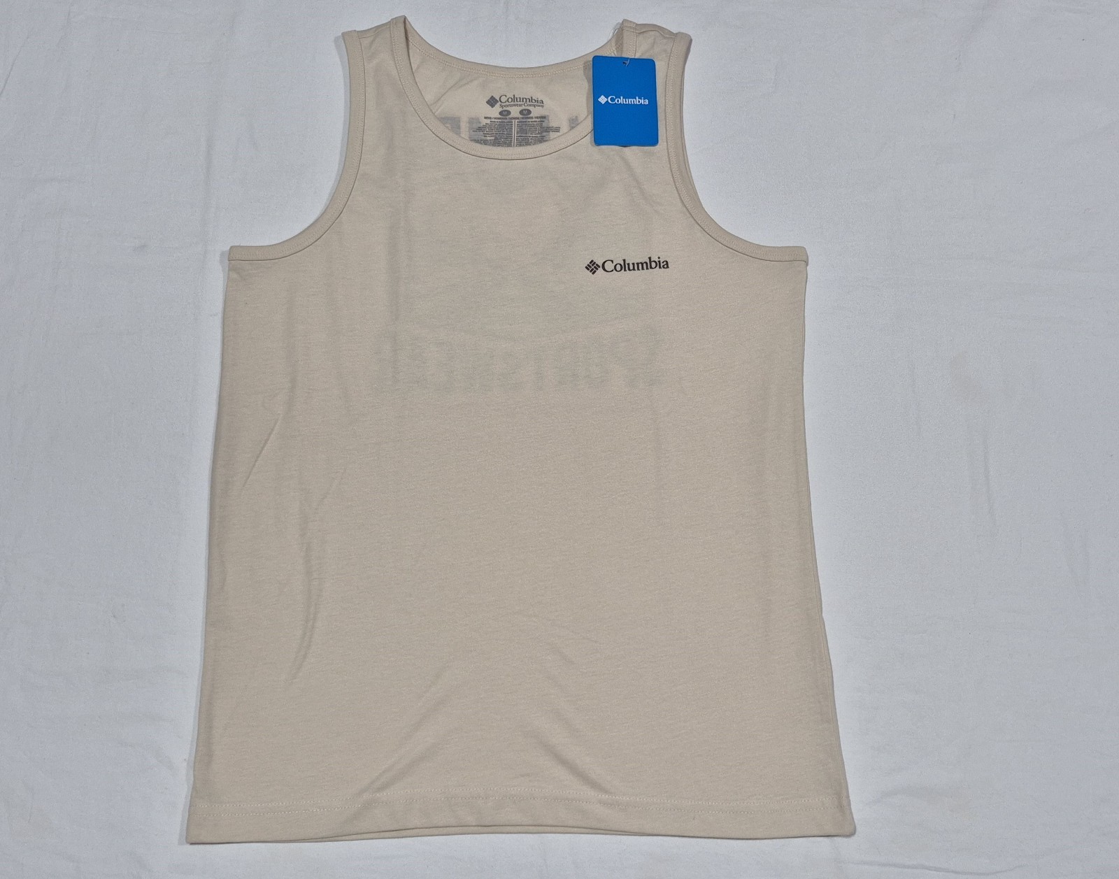Columbia Men’s Outdoor Graphic BaigeTank Top Black Sleeveless Sports SZ Medium
