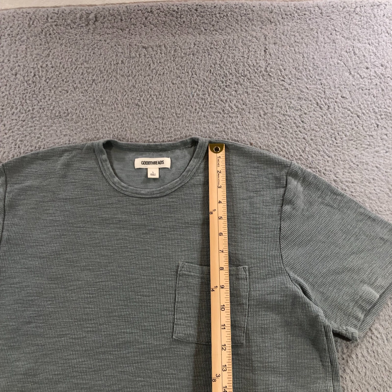 goldthreads T shirt mens L gray slate thick woven pocket tee gallery