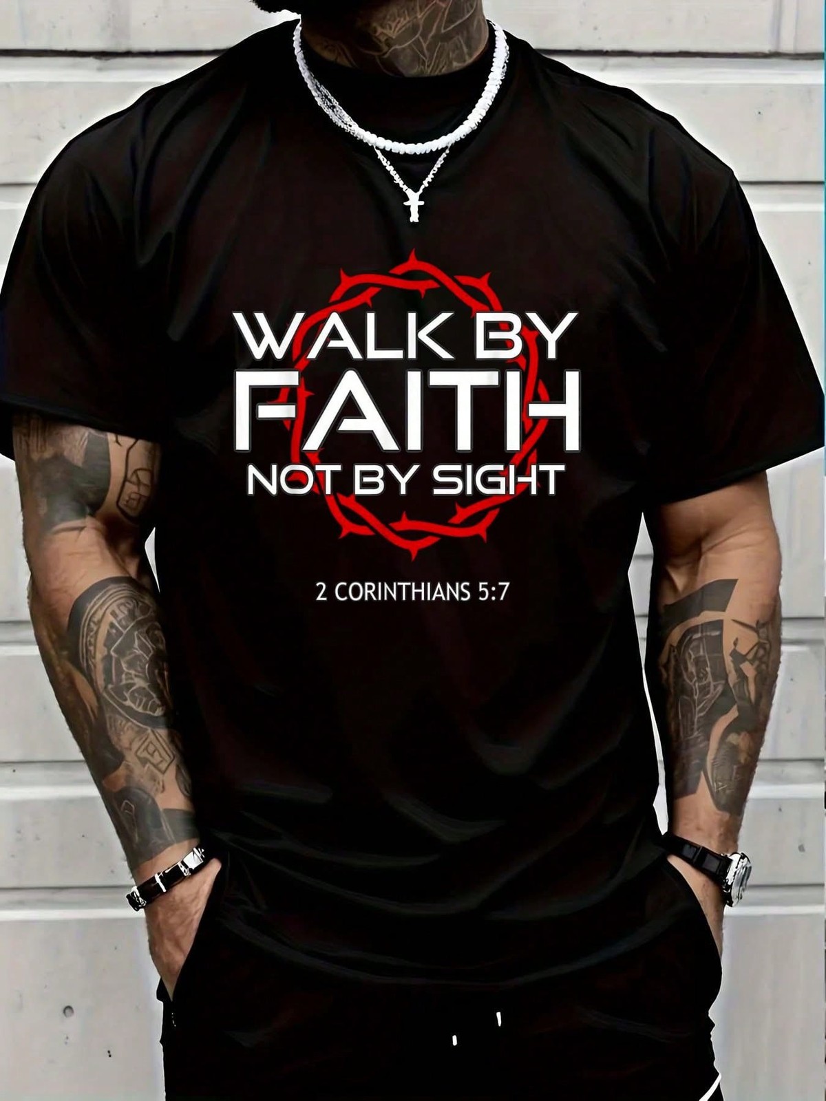 100% Cotton Jesus Walk By Faith Christian T-Shirt gallery