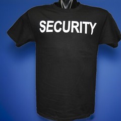 NWOT MEN’S “SECURITY” FRONT AND BACK BLACK T- SHIRT SIZE XL 46